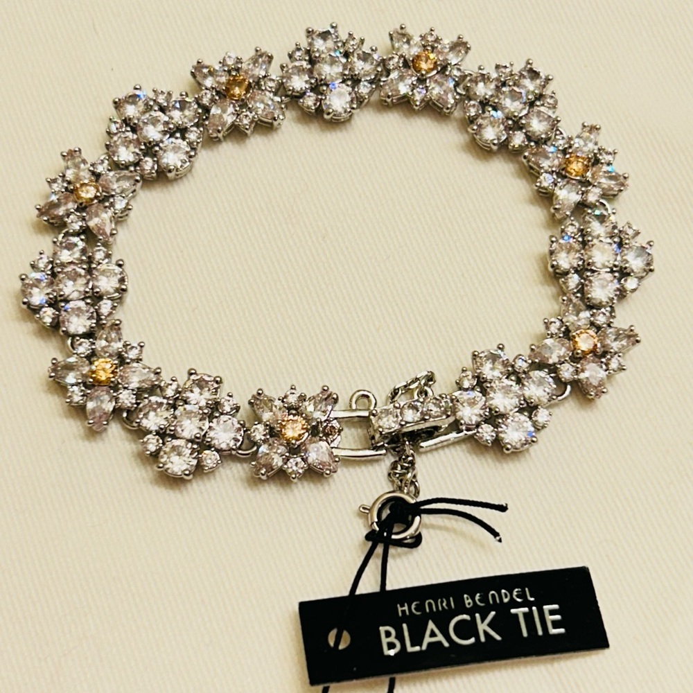 Henri bendel Luxe Black Tie Tuxedo Swarovski Tennis Bracelet